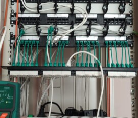 Cable finding setup, for one person when the other end is one floor up :) And you have ~100 jacks to test