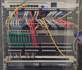 from top to bottom:
ISP router (some huawei thing)
SOHPOS thing reflashed to OPNsense for firewalling
MikroTIk router
patch panel
dell switch N2048 if i remember correctly
another patch panel
HP poe switch
blanking plate
patch panel
patch panel
comb plate
2x phone to VoIP converters
Odroid x86 box with 3d printed rack mount for remote access